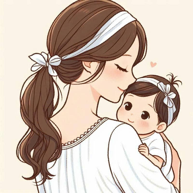 hình ảnh mẹ và con gái chibi